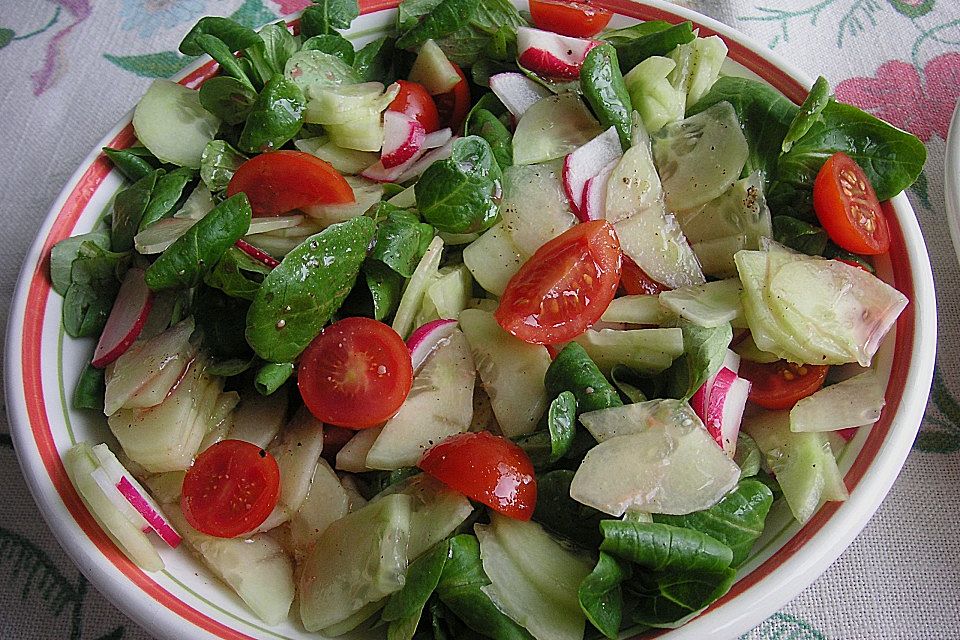 Gemischter Feldsalat mit Himbeeressig - Dressing Gemischter Feldsalat mit Himbeeressig - Dressing