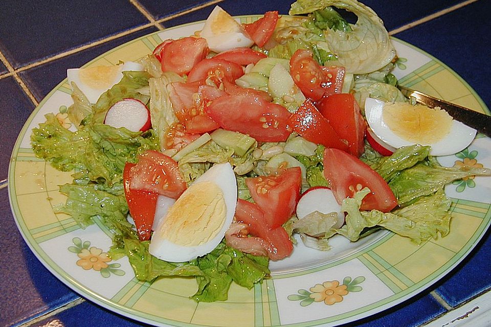 Gemischter Feldsalat mit Himbeeressig - Dressing Gemischter Feldsalat mit Himbeeressig - Dressing