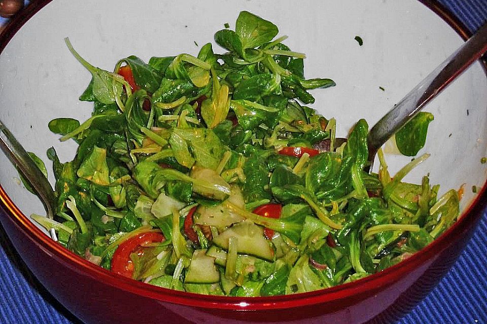 Gemischter Feldsalat mit Himbeeressig - Dressing Gemischter Feldsalat mit Himbeeressig - Dressing