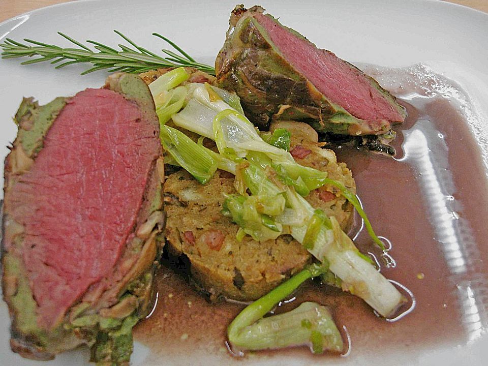 Bison Rezepte - Pilz Ofen Bison Roastbeef Tomaten Tagliatelle Fleisch Edles