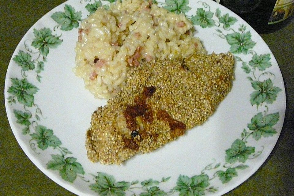 Sesam - Fisch mit Speck - Risotto