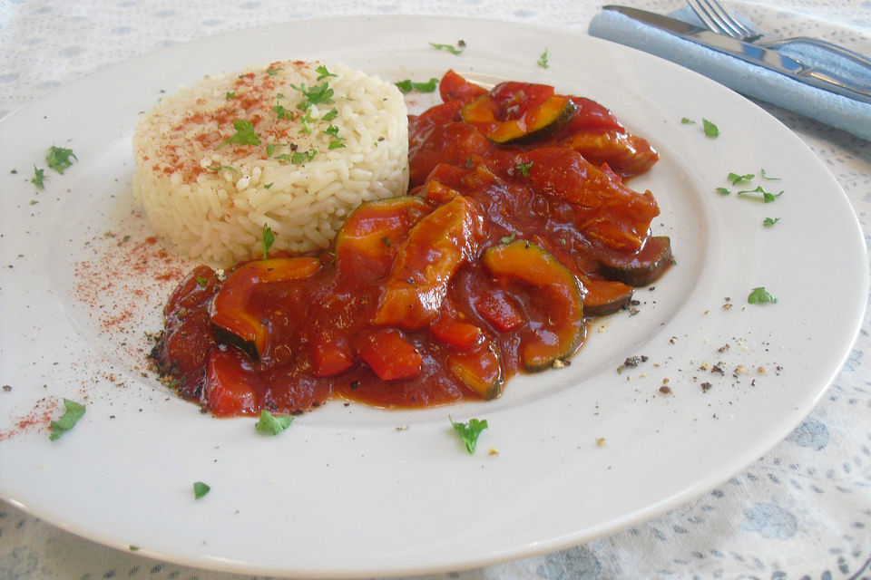 Zucchini-Reis-Pfanne