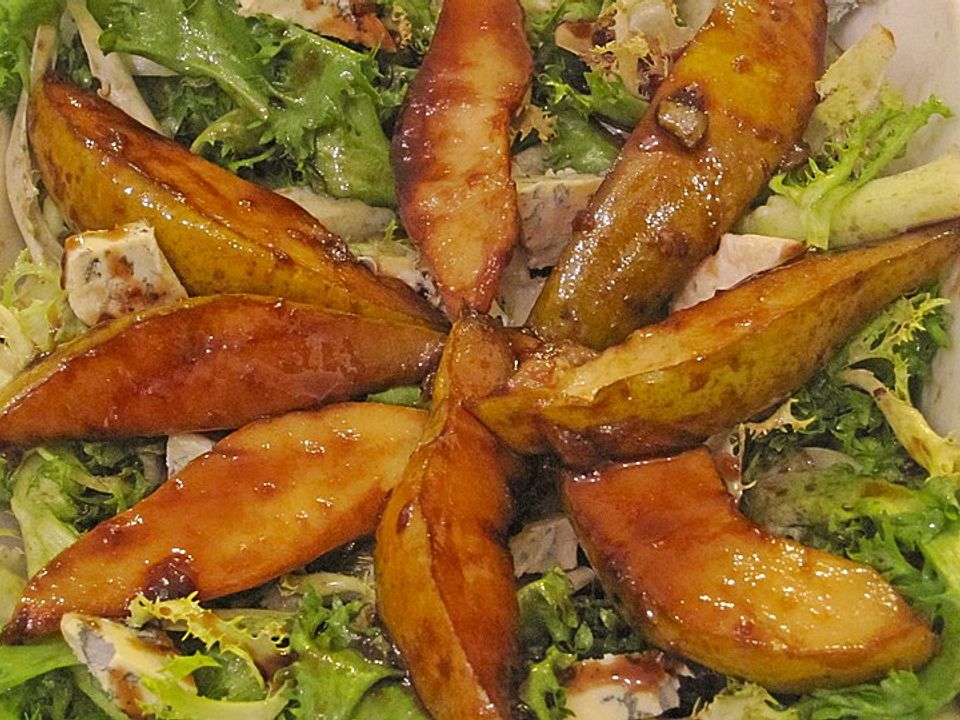 Blattsalat mit Gorgonzola und karamellisierten Birnen von GourmetKathi ...