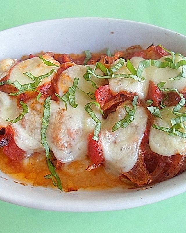 Tomaten - Mozzarella - Schnitzel aus dem Ofen