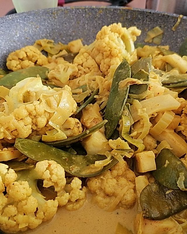 Zuckererbsen-Blumenkohl-Curry