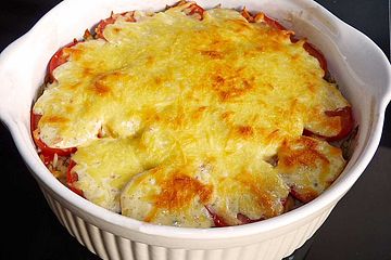 Auflauf mit Reis und Paprika