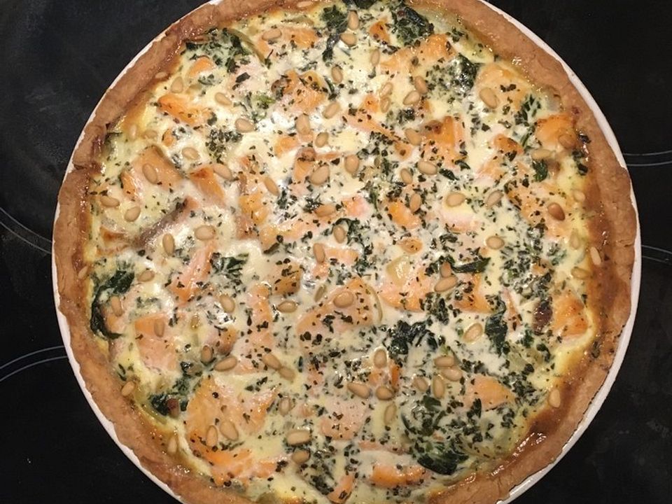 Quiche Mit Lachs Spinat Und Pinienkernen Von Corela1 Chefkoch