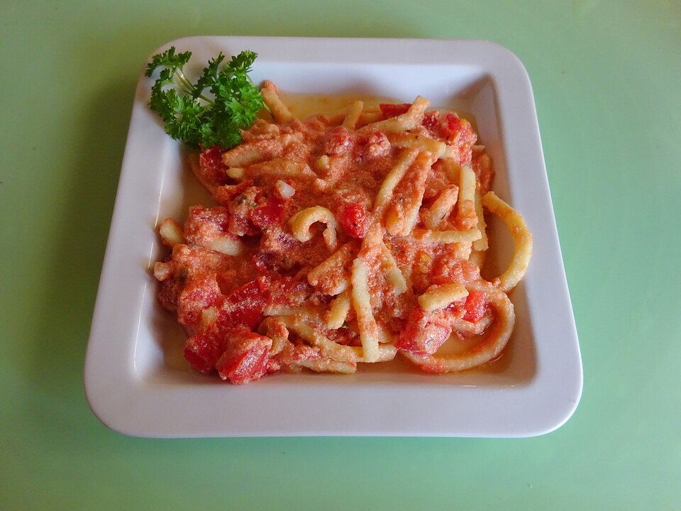 Spaghetti mit Tomaten - Käse - Soße von vanilla_2212| Chefkoch