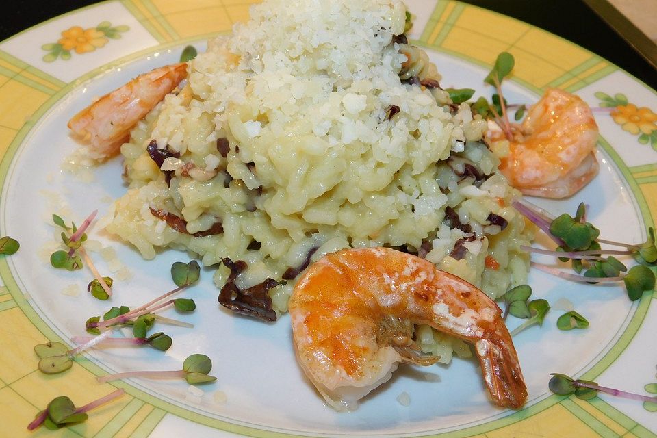 Radicchio - Safran - Risotto mit Scampi