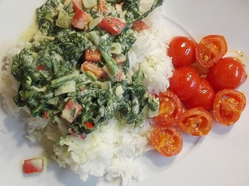 Reis mit Paprika - Spinat - Sauce von FinjaBlog| Chefkoch