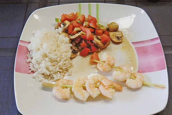 Chili - Garnelen mit Frühlingszwiebeln, Knoblauch, Zitronengras ...