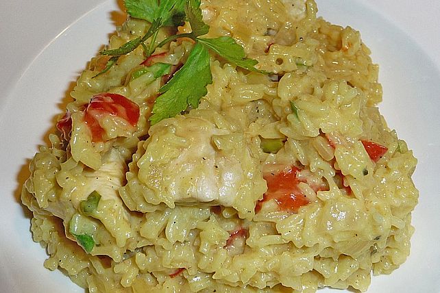 Reistopf mit Curry - Ingwer - Hähnchen und Petersilien - Joghurt von ...