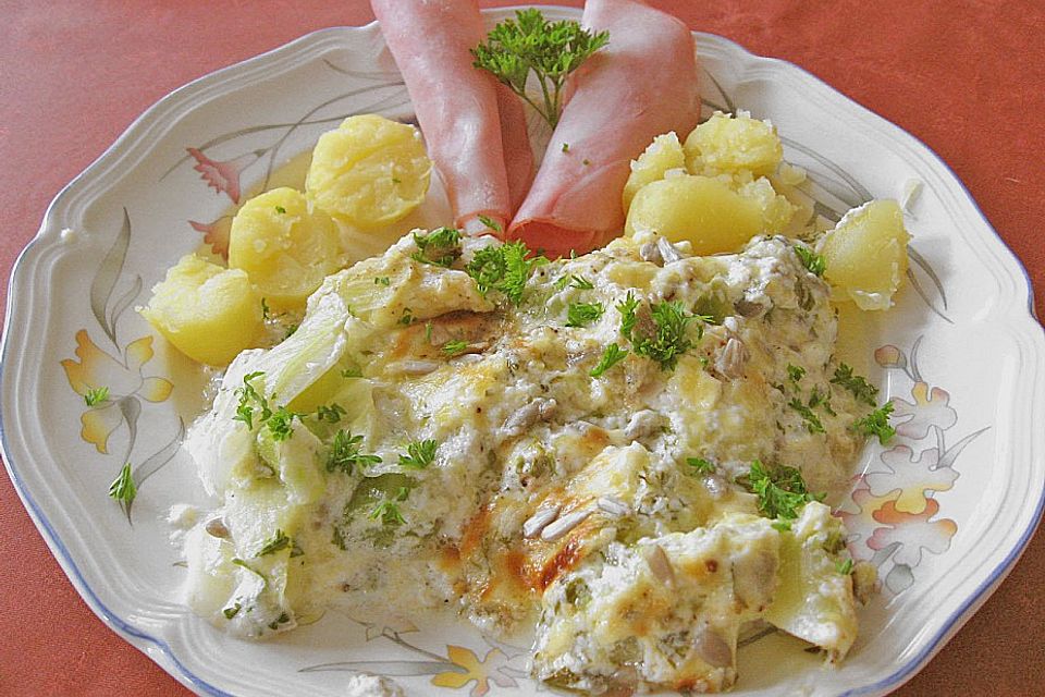 Porree - Gratin mit Quark