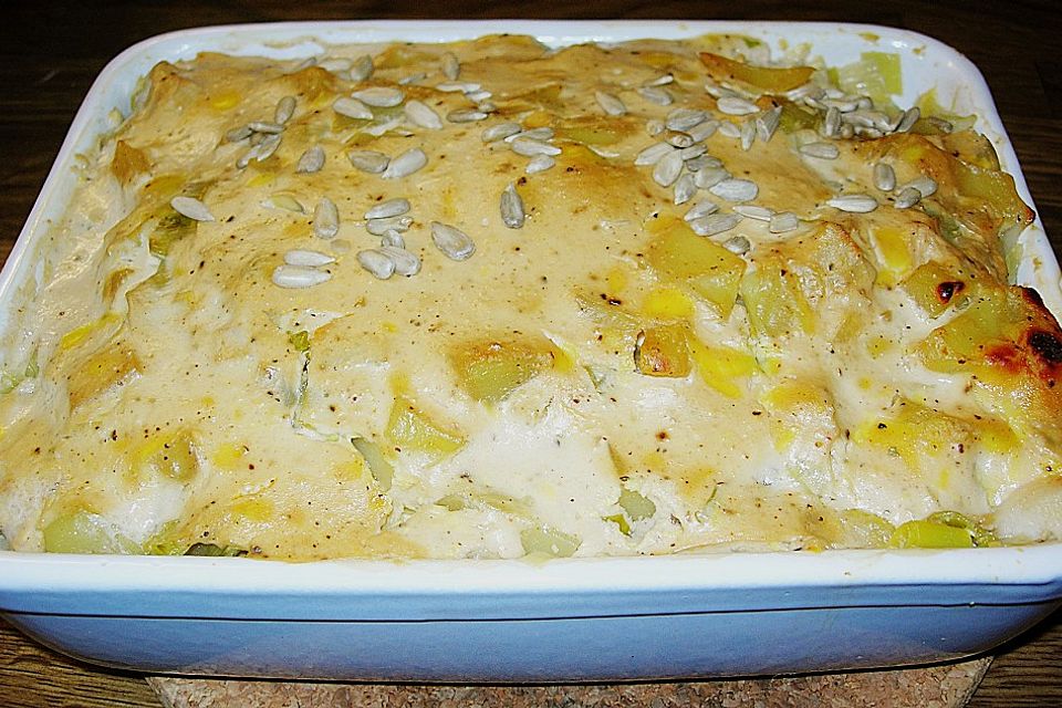 Porree - Gratin mit Quark