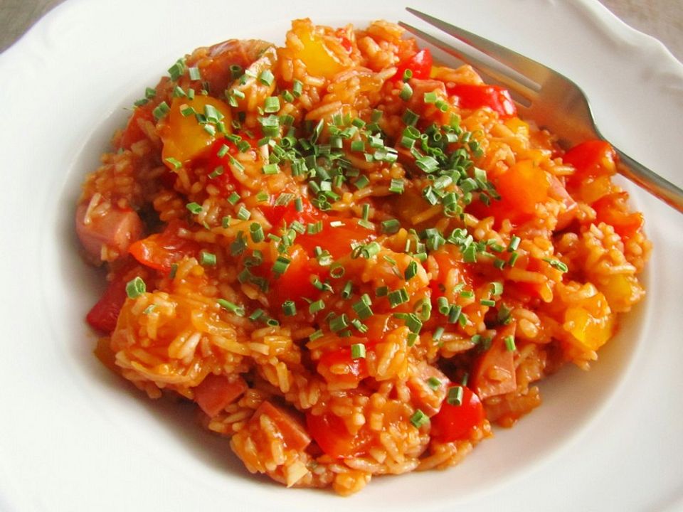 Schnelle Reispfanne mit Fleischwurst von Sivi| Chefkoch