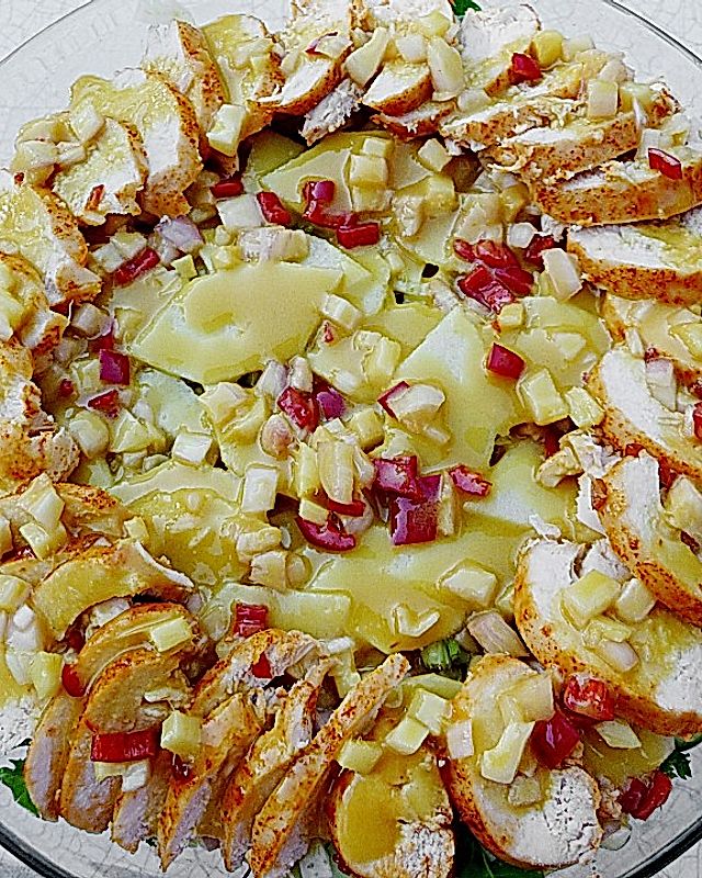 Hähnchensalat auf fruchtig - süß - scharfe Art