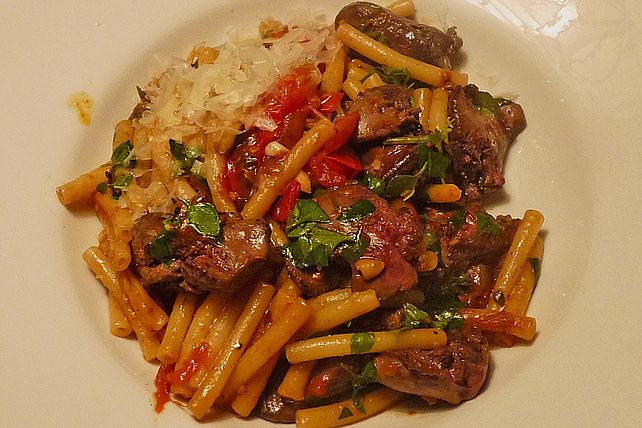 Geflügelleber Ragout mit Pasta von hershel Chefkoch