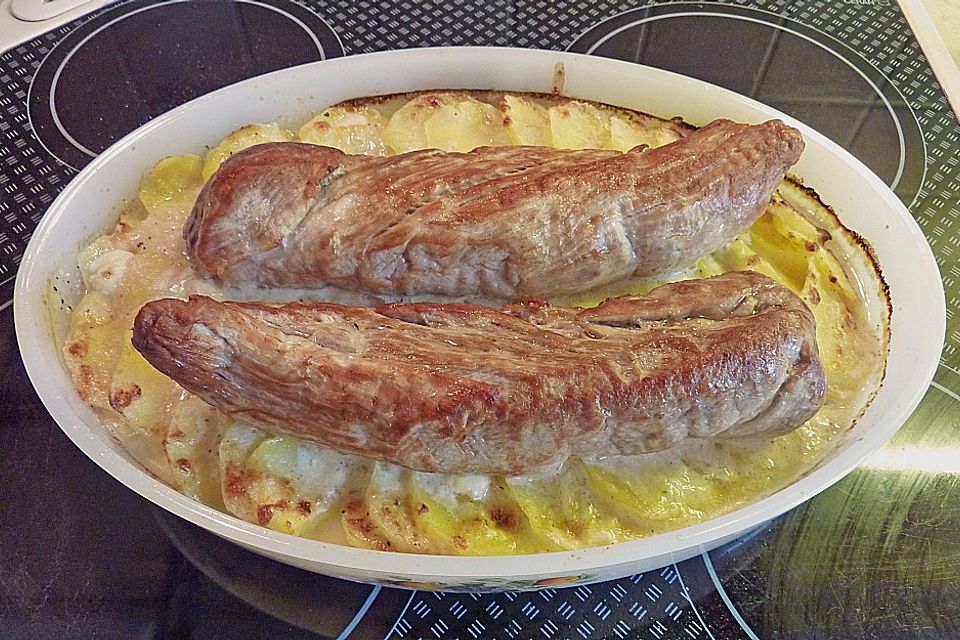 Lende mit Kartoffelgratin