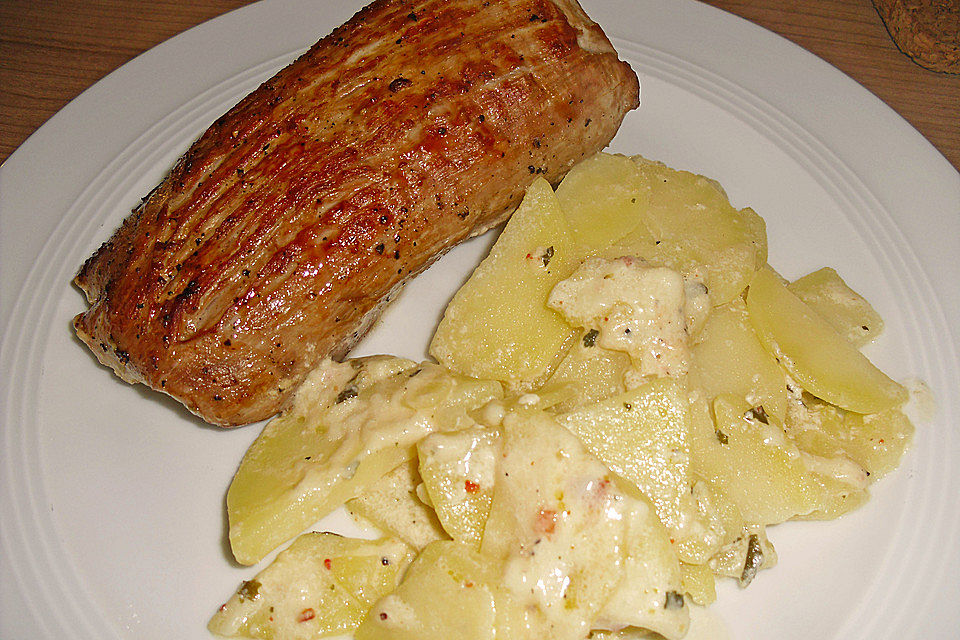 Lende mit Kartoffelgratin