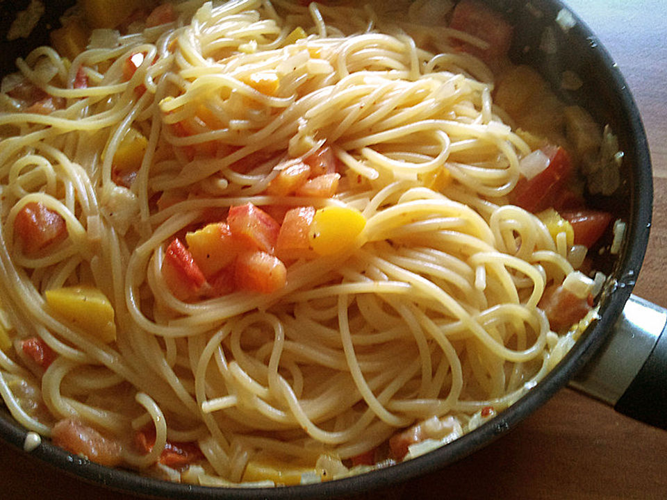 Spaghetti mit Pfirsich-Ingwer-Sauce von Kati1989| Chefkoch