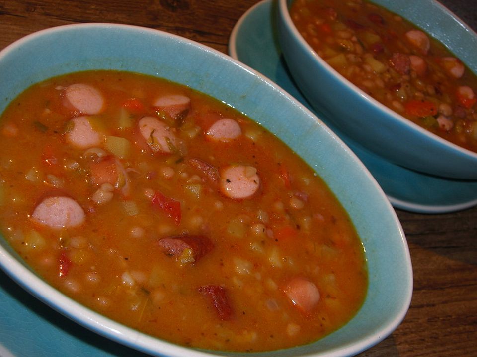 Weiße Bohnen - Suppe mit Bockwürstchen von schokoaffe| Chefkoch