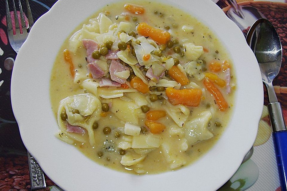 Tortellini à la Familie in Schinken - Sahne - Soße