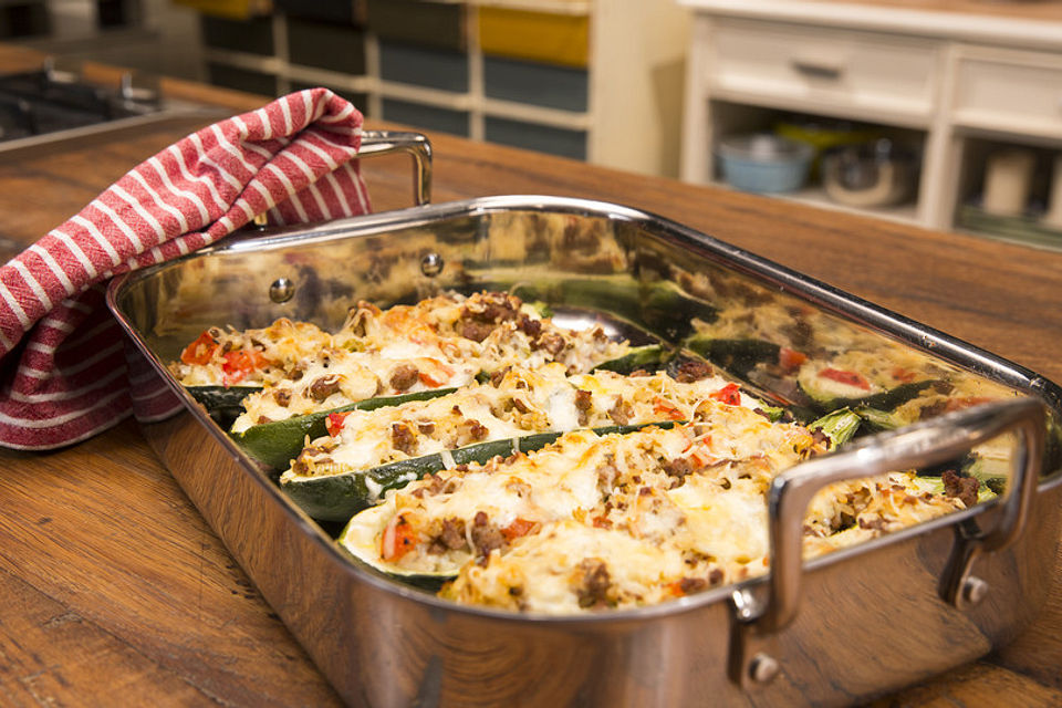 Zucchini mit Hackfleisch-Reisfüllung