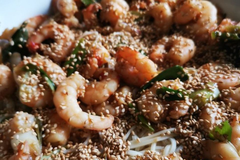 King Prawns mit Lauchzwiebeln