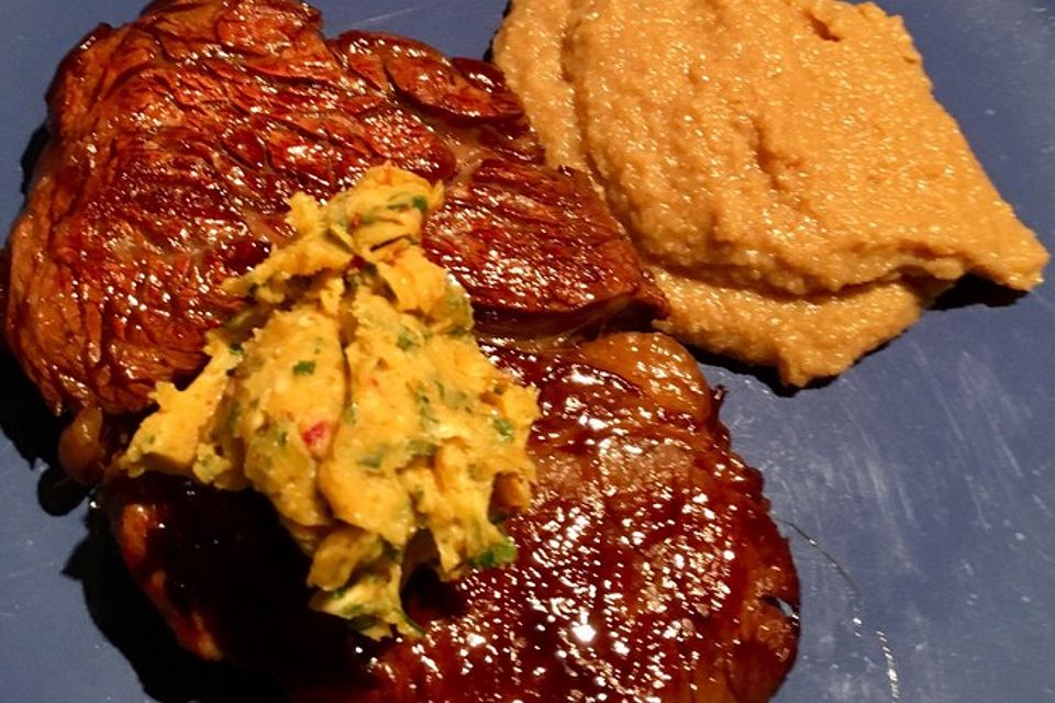 Steaks in Teriyaki - Marinade mit Wasabi - Butter