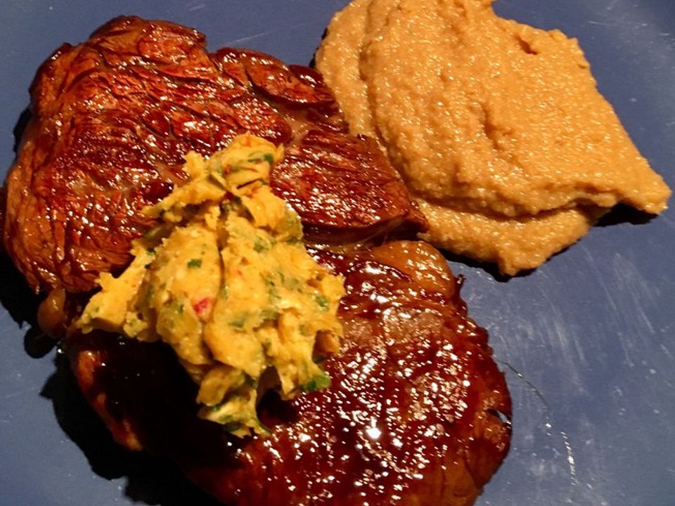 Steaks in Teriyaki Marinade mit Wasabi Butter von migaweki Chefkoch