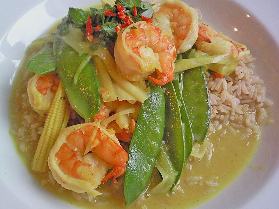 Garnelen - Curry mit Vanille und Zuckerschoten von khauwagiya| Chefkoch