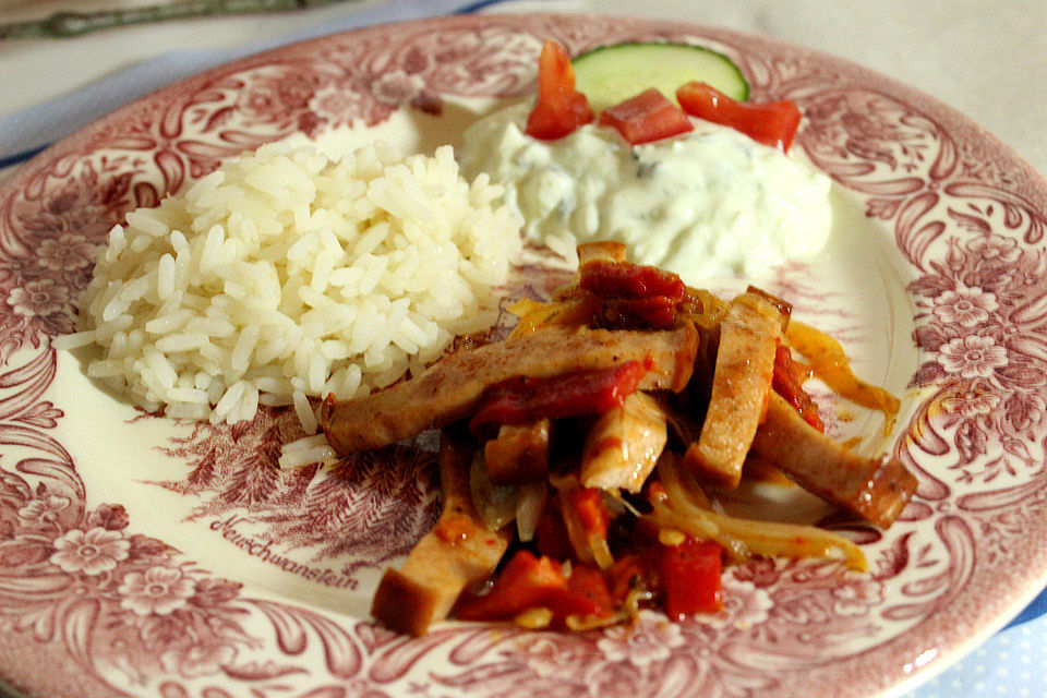 Fleischkäse nach Gyros - Art mit Knoblauch - Quark