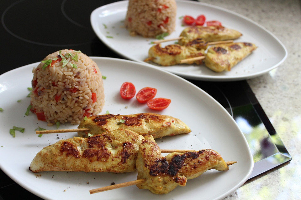 Hähnchenspieße mit würziger Marinade