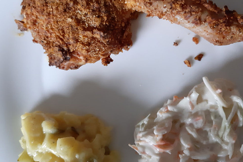 Hähnchenschenkel, KFC-Style, knusprig scharf paniert