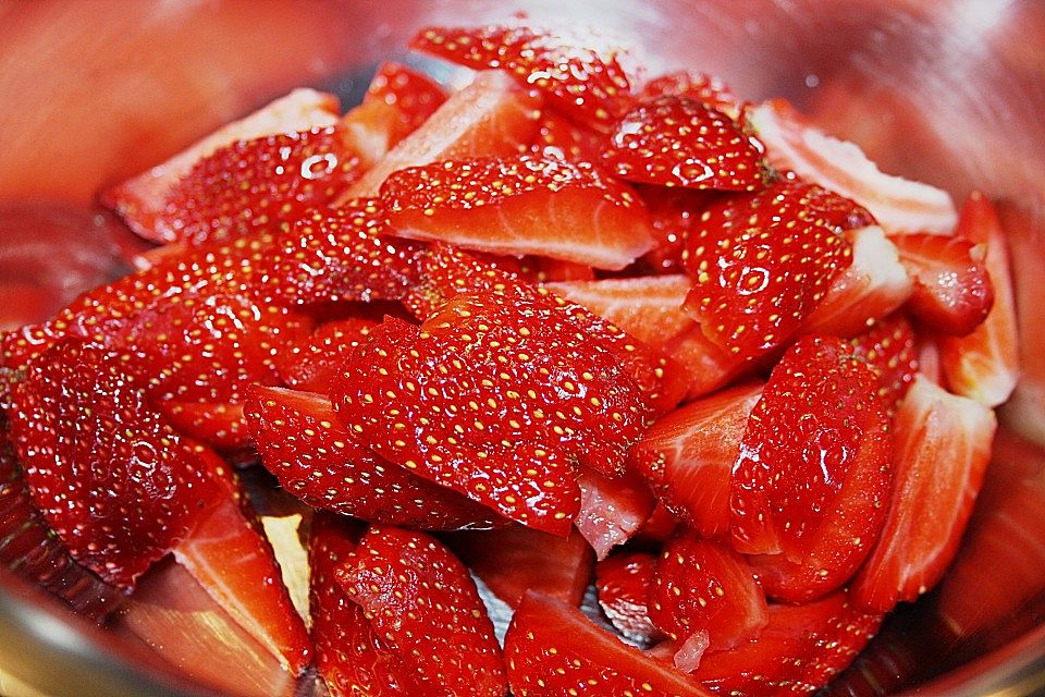 Erdbeeren auf Bananenschaum Erdbeeren auf Bananenschaum