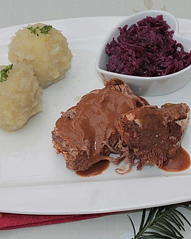 Rinderbraten in Malzbier - Rotwein Soße