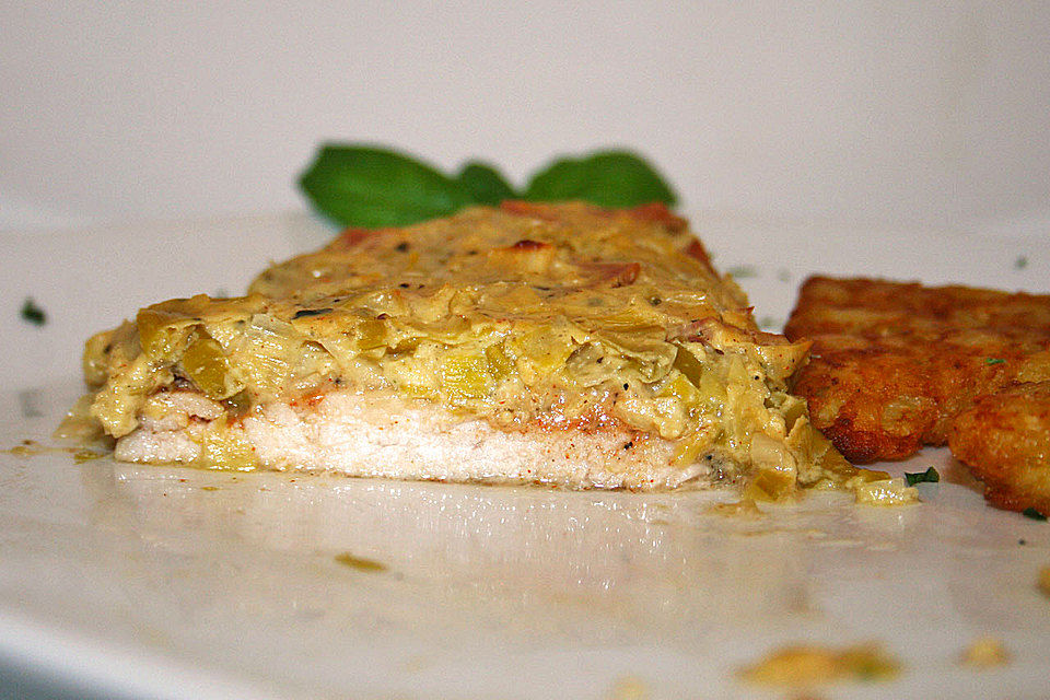 Lauch-Frischkäse-Schnitzel