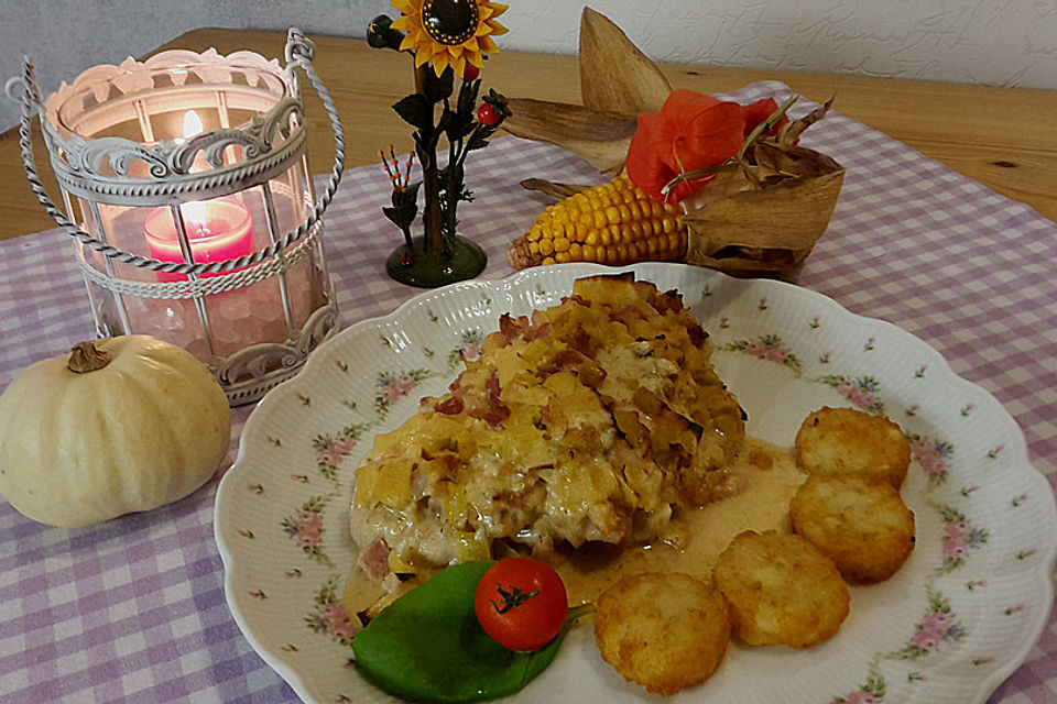 Lauch-Frischkäse-Schnitzel