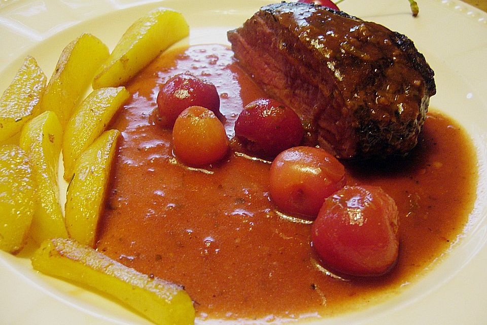 Kirschsauce zu Rindersteak