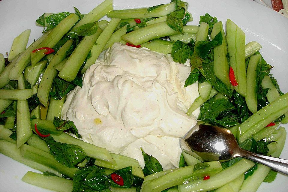 Gurken - Minze - Salat mit Mascarponecreme