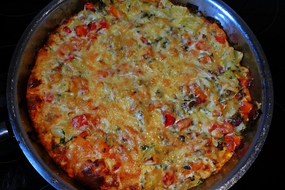 Kartoffel - Frittata mit Schinken, Käse und Porree