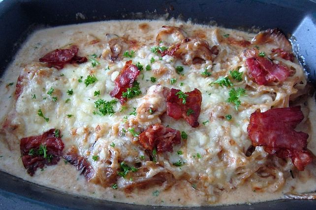 Putensteaks mit Zwiebeln überbacken von ulkig| Chefkoch