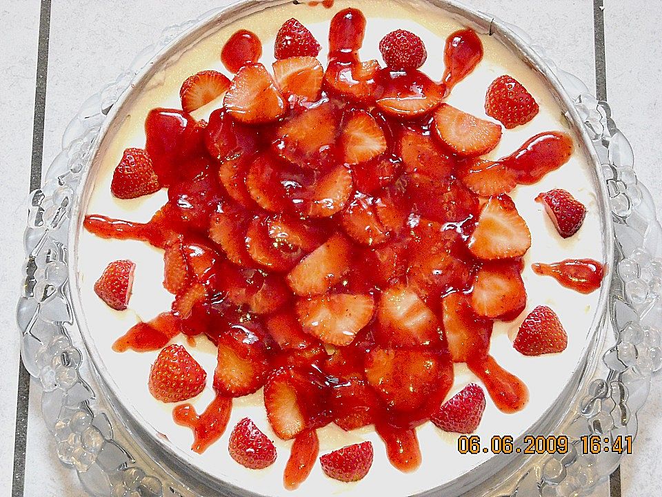 Quarktorte mit Erdbeer - Carpaccio von mimily| Chefkoch