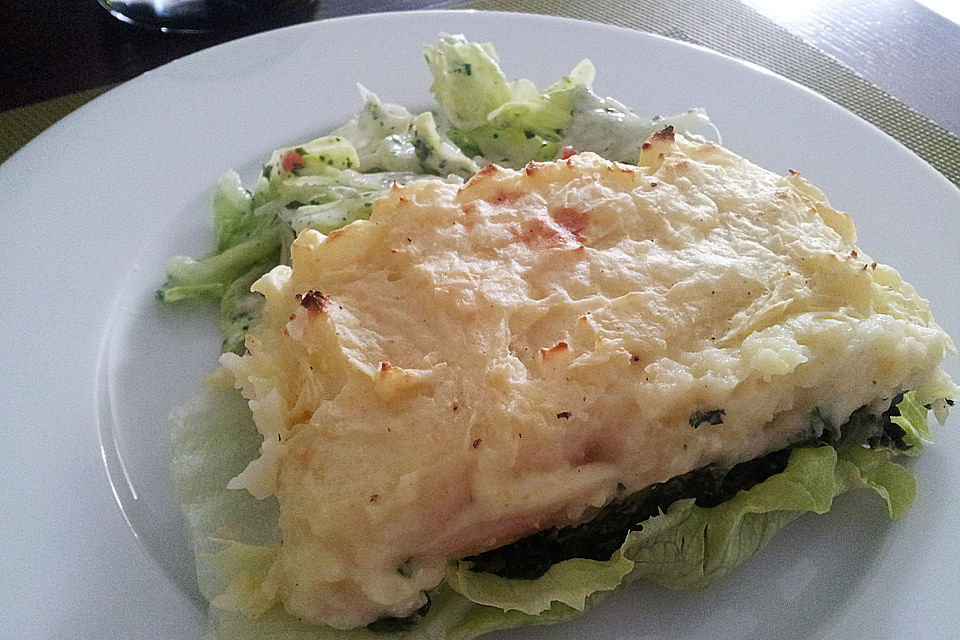 Urmelis Lachsfilet mit Porree - Senf - Häubchen