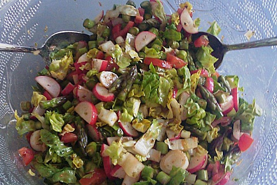 Grüner Spargelsalat mit Radieschen