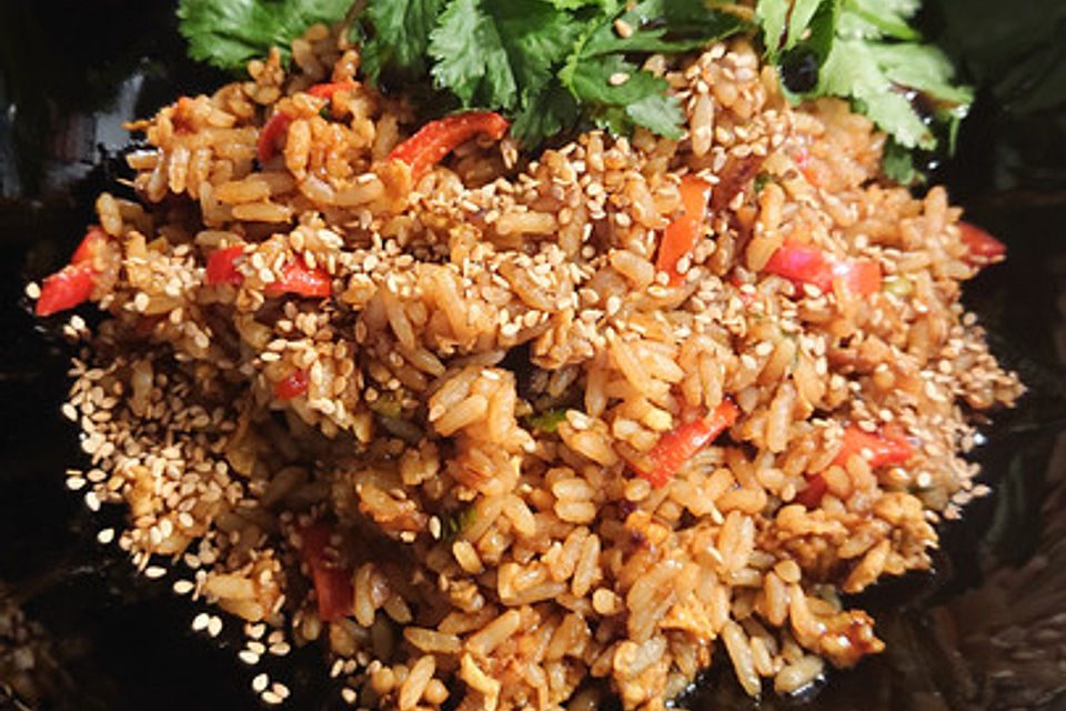 Nasi Goreng Kicap - gebratener Reis mit Sojasauce und Eiern