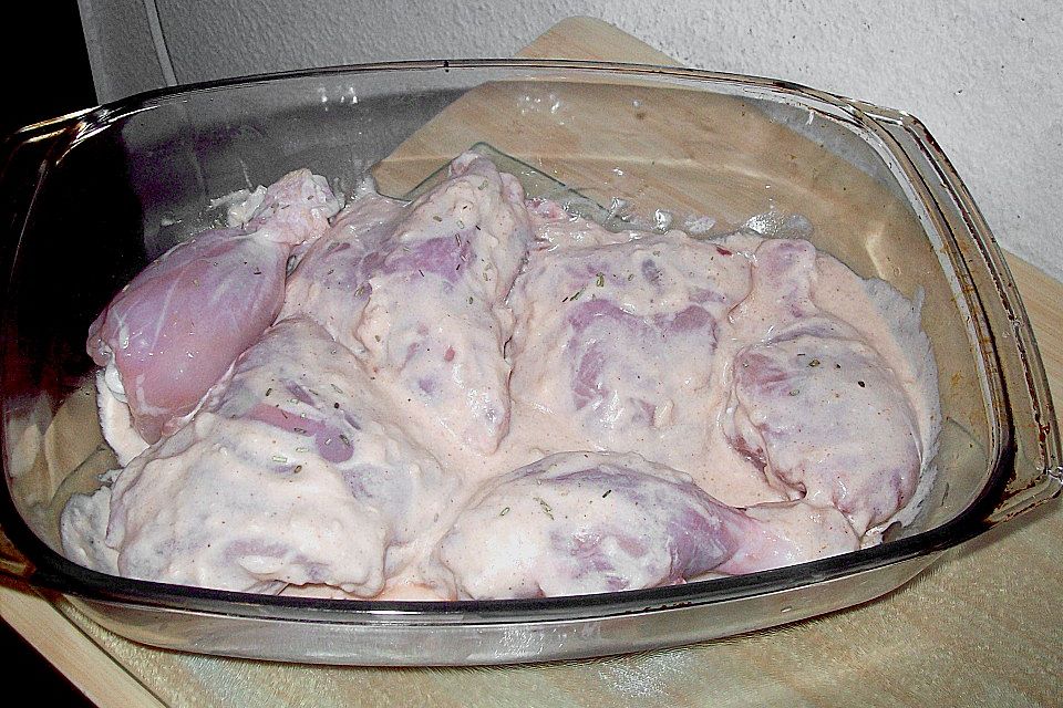 Saftiges Hähnchen mit  Weißkohlsalat