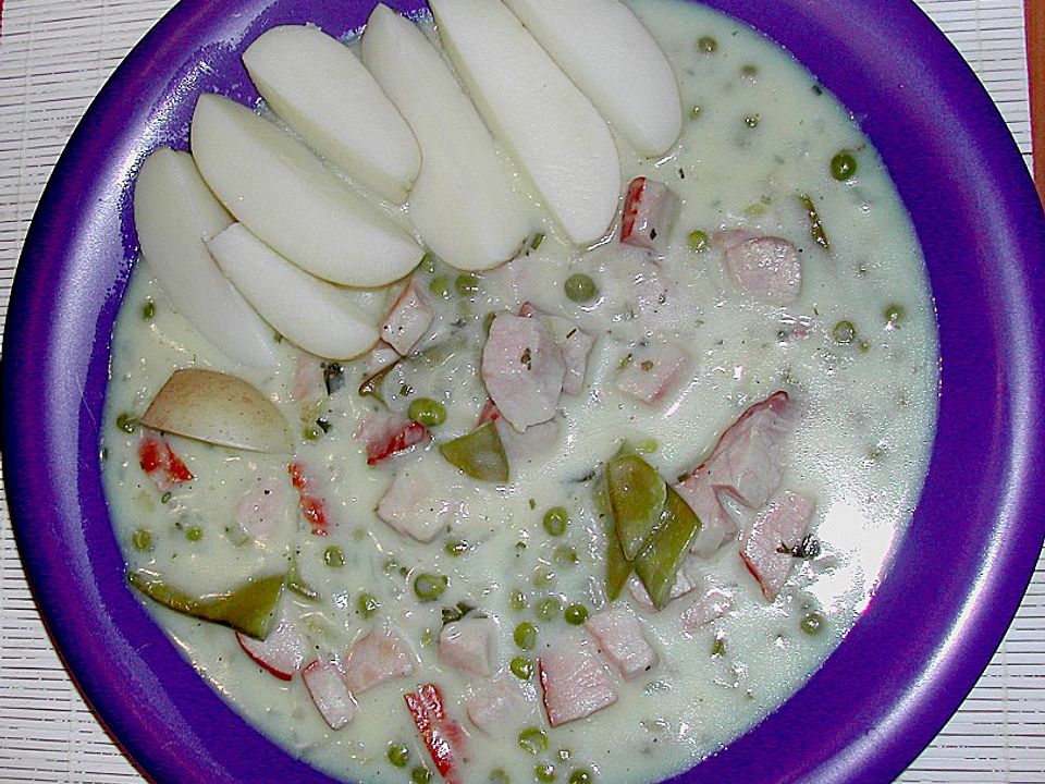 Kasseler Mit Erbsen Und Schoten In Bechamelsosse Von Koch Liebie Chefkoch 