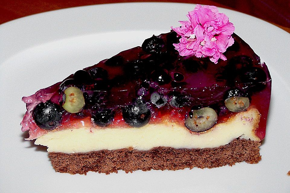 Johannisbeerkuchen mit Schmand - Pudding - Creme