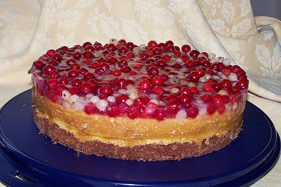 Johannisbeerkuchen mit Schmand - Pudding - Creme